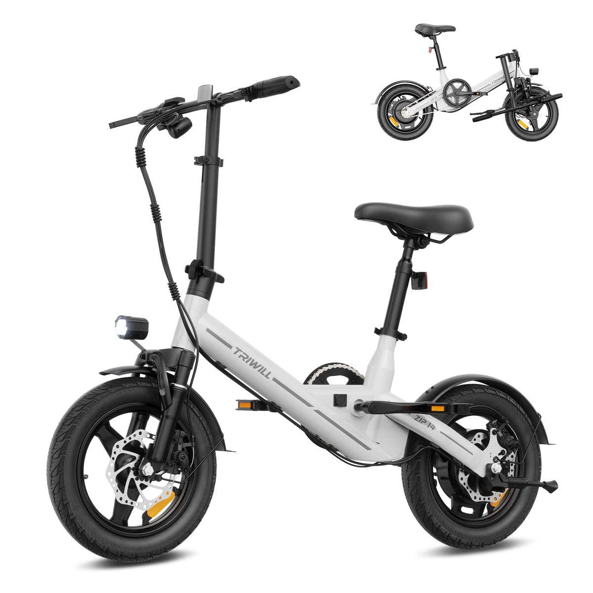 Electric Bike for Adults and Teens, 1000W Peak Motor, 14" Ebike, 22 MPH 15-25 Miles, 36V 7.8Ah Battery, 264 LBS Capacity, Smart Display, Dual Disc Brakes, Folding E-bike for Commuting