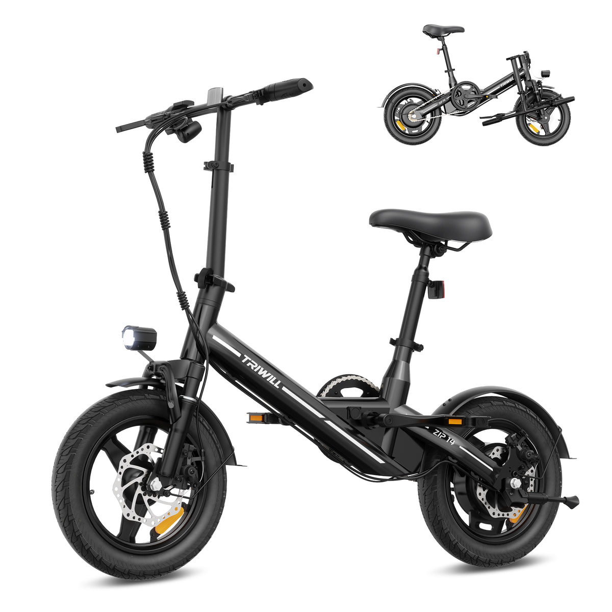 Electric Bike for Adults and Teens, 1000W Peak Motor, 14" Ebike, 22 MPH 15-25 Miles, 36V 7.8Ah Battery, 264 LBS Capacity, Smart Display, Dual Disc Brakes, Folding E-bike for Commuting