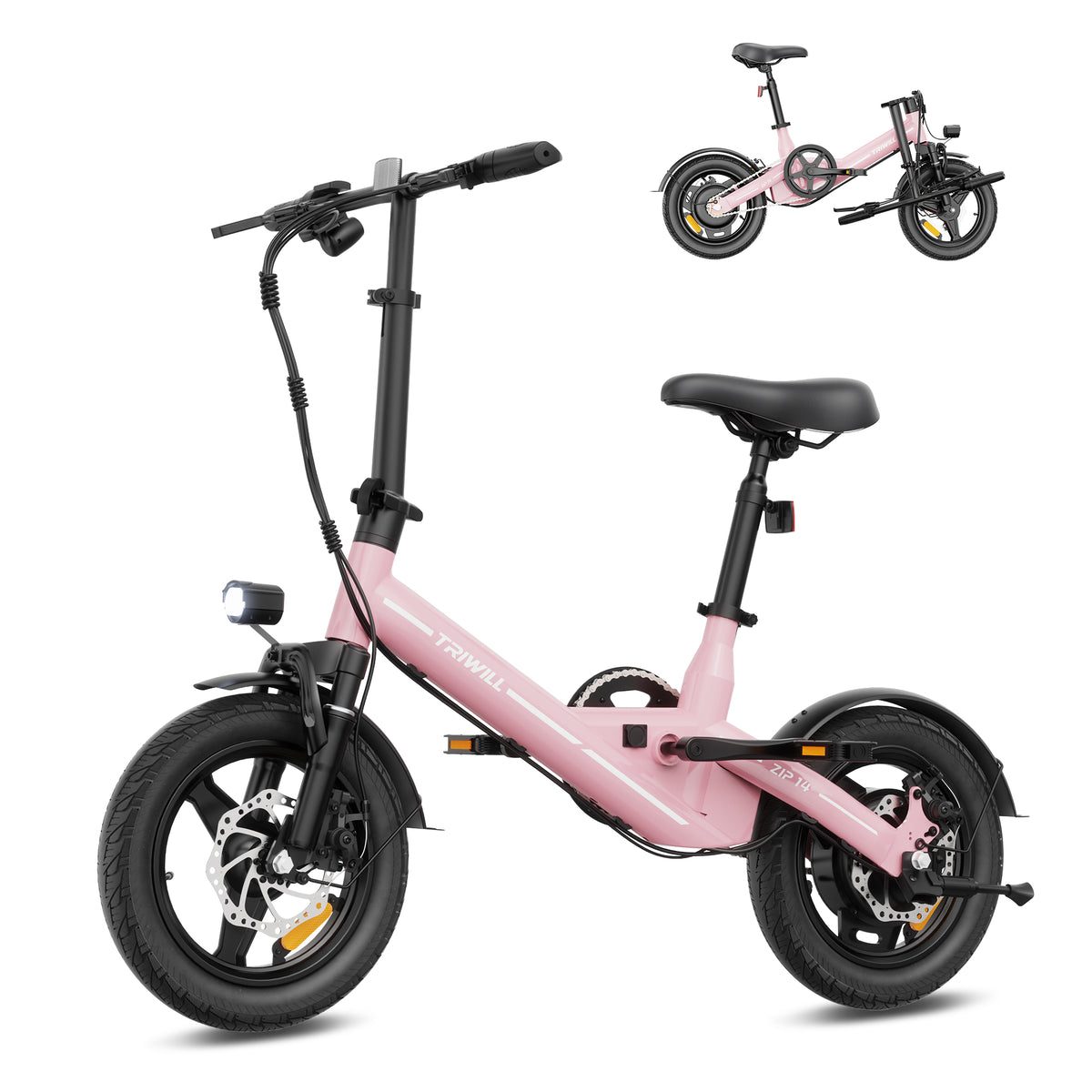 Electric Bike for Adults and Teens, 1000W Peak Motor, 14" Ebike, 22 MPH 15-25 Miles, 36V 7.8Ah Battery, 264 LBS Capacity, Smart Display, Dual Disc Brakes, Folding E-bike for Commuting