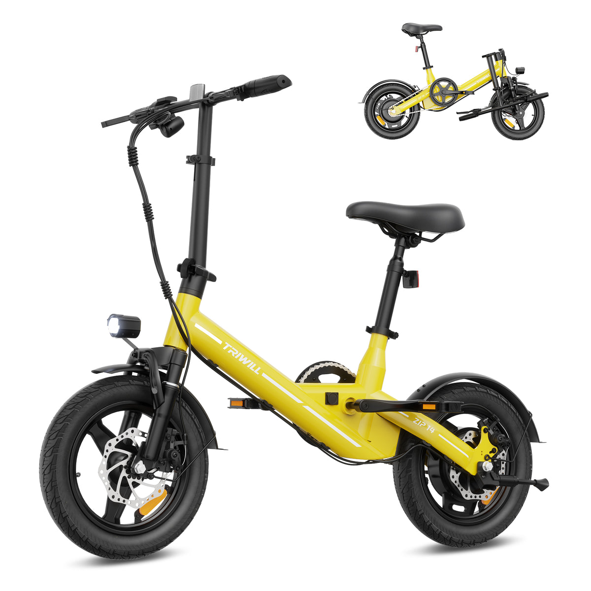 Electric Bike for Adults and Teens, 1000W Peak Motor, 14" Ebike, 22 MPH 15-25 Miles, 36V 7.8Ah Battery, 264 LBS Capacity, Smart Display, Dual Disc Brakes, Folding E-bike for Commuting