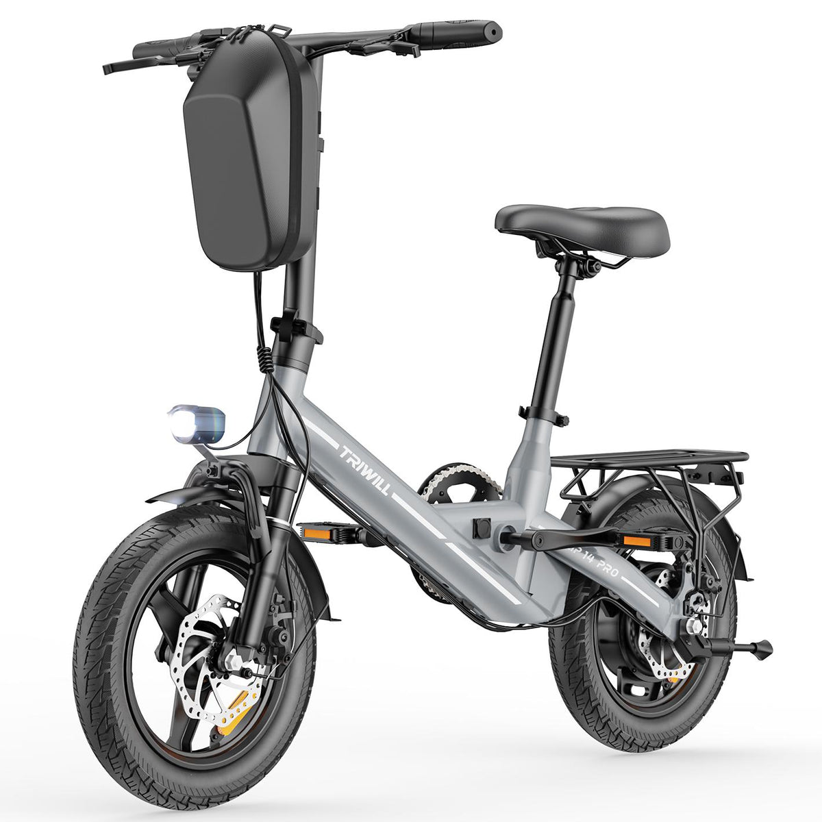 Electric Bike for Adults and Teens, 1000W Peak Motor, 22 MPH, 14" Ebike 30 Miles Max Range, 36V Battery, 264LBS Max Load, Disc Brakes, E-bike with Storage Bag and Rear Rack for Commuting