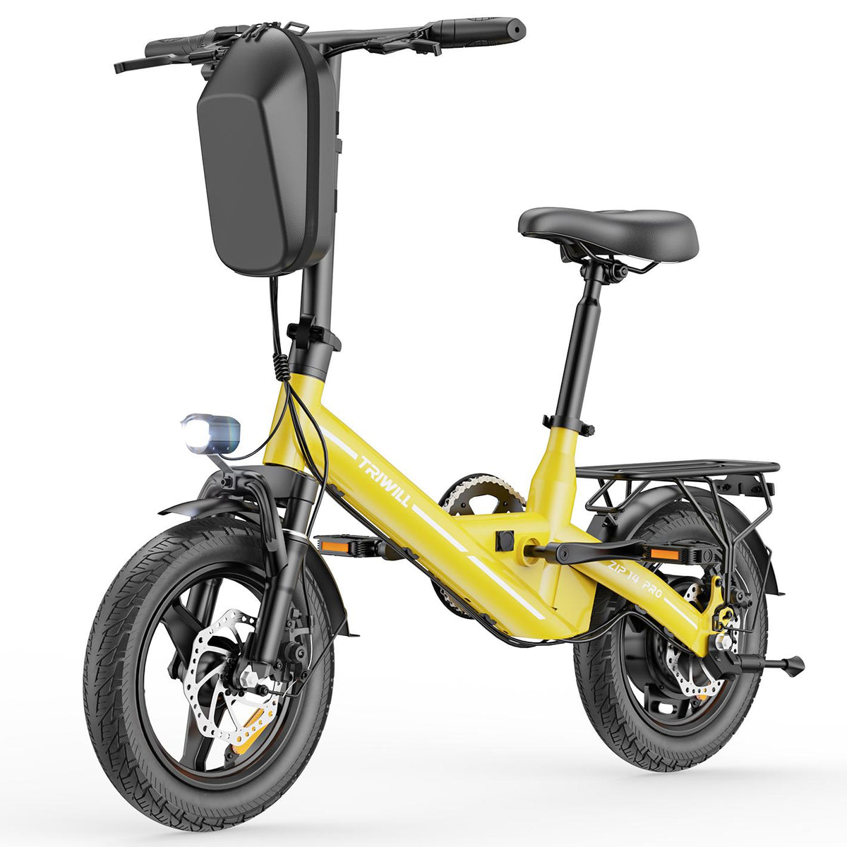 Electric Bike for Adults and Teens, 1000W Peak Motor, 22 MPH, 14" Ebike 30 Miles Max Range, 36V Battery, 264LBS Max Load, Disc Brakes, E-bike with Storage Bag and Rear Rack for Commuting